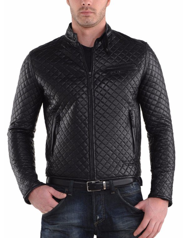 HugMe.fashion Men's new  Fully quilted Genuine lea...