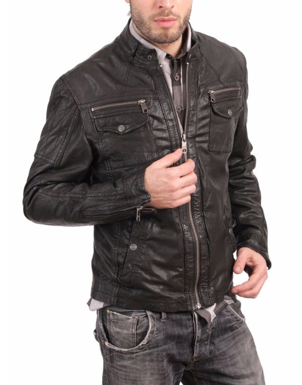 HugMe.fashion Black Biker Jacket, Leather Motorcyc...