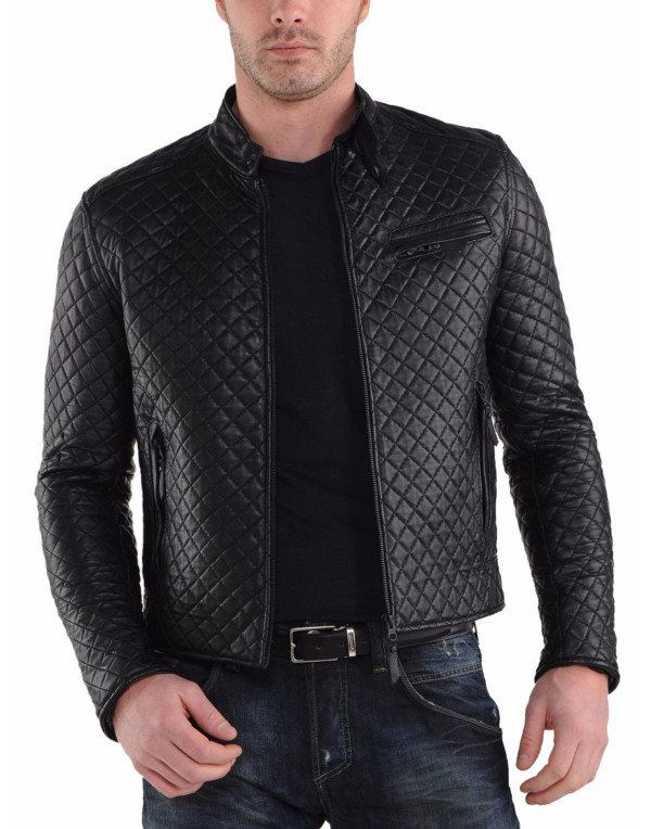 HugMe.fashion Men's new  Fully quilted Genuine lea...