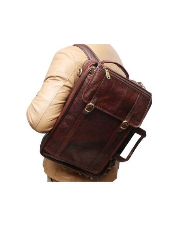 Business Men Genuine Leather Brown Backpack BP11