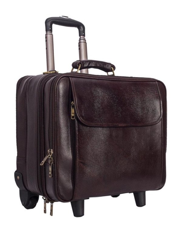 Laptop Trolley Overnight 2 Wheel Genuine Leather T...