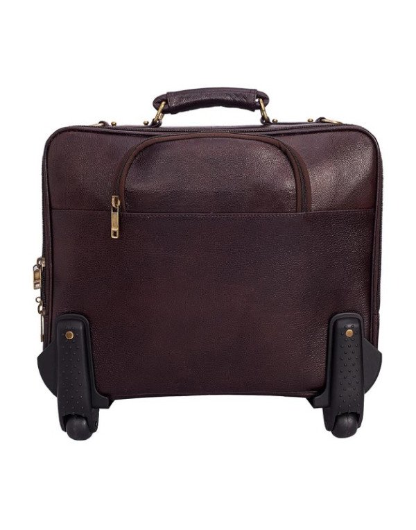 Laptop Trolley Overnight 2 Wheel Genuine Leather Travel TB12