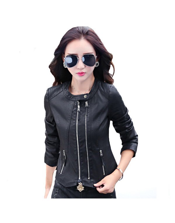 HugMe.fashion Genuine Leather Sort Biker Ladies Jacket LJK42