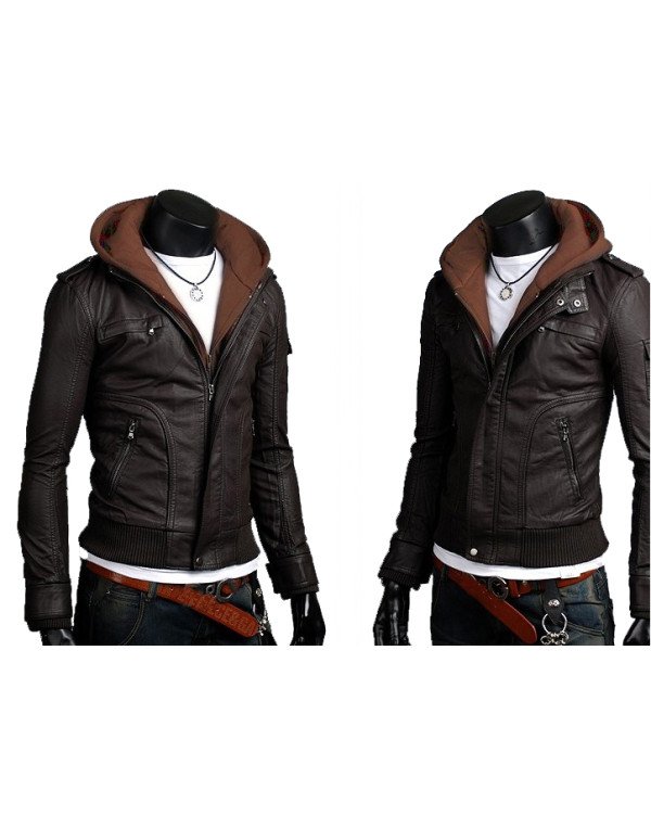 HugMe.fashion Genuine Leather Jacket With Hoodie JK180