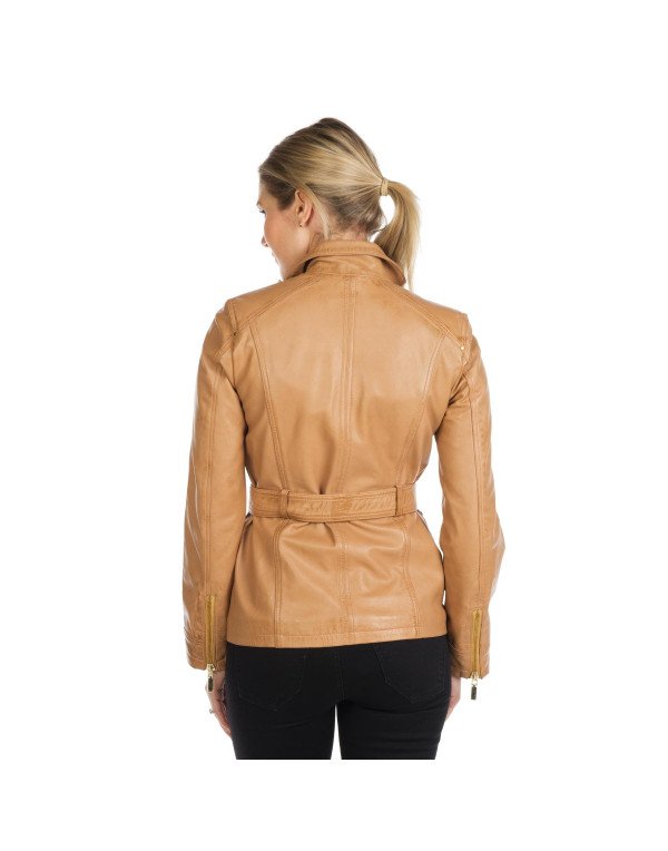 HugMe.fashion New Tan Color Cool Genuine Leather Jacket LJK12