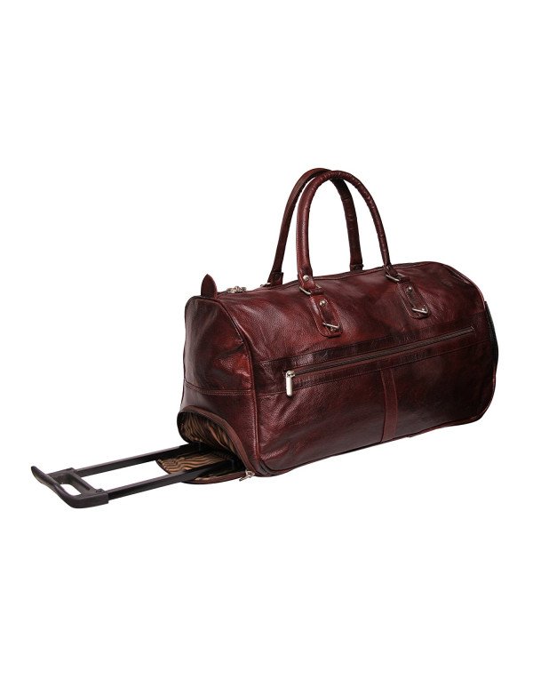 HugMe.fashion 21 inch NDM Pure Brown Leather Trolley Bag TB19