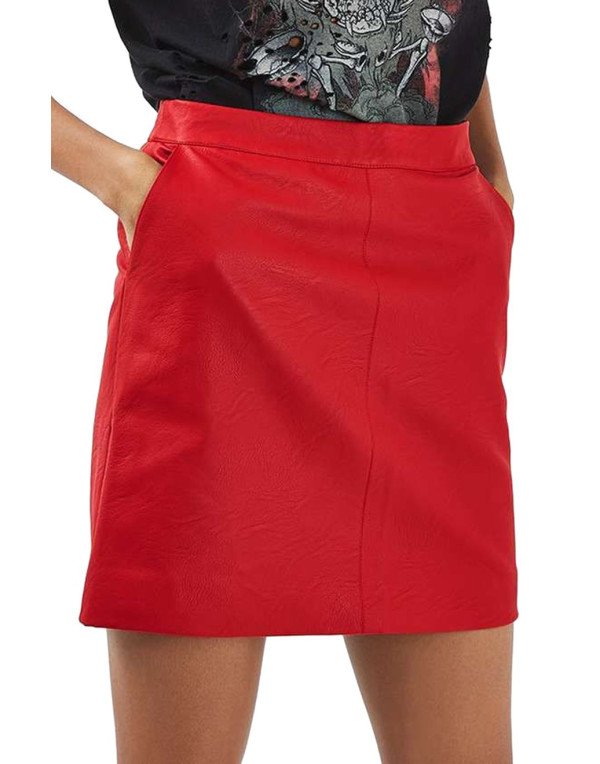 Genuine Sheep Women Skirt Leather SK8