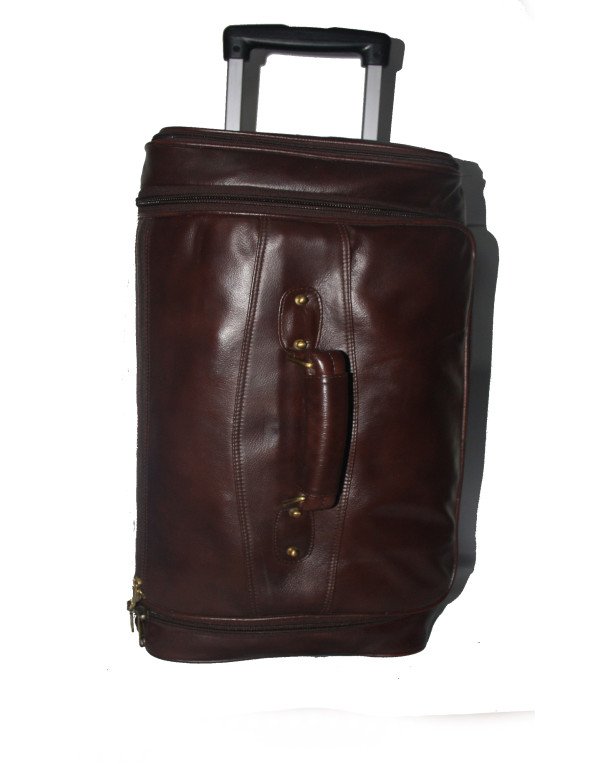 Men Genuine Leather Duffle Bag With Trolley DB12