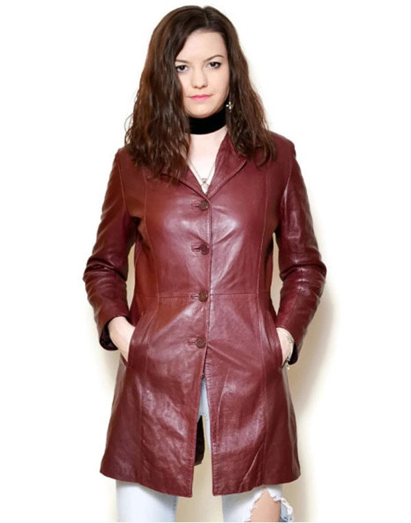 HugMe.fashion Long Ladies Genuine Leather Coat LJK15