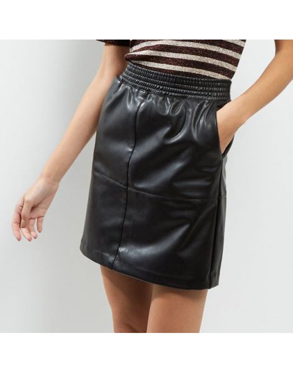 Abney Skirt Genuine Sheep Leather Skirt in Black SK18