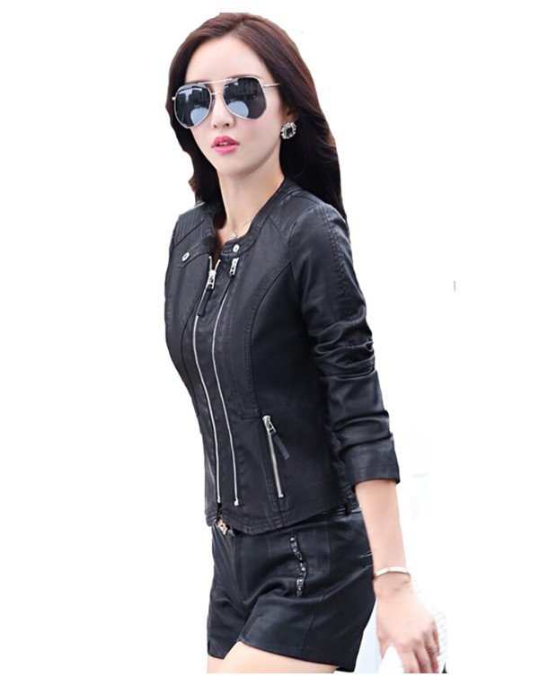 HugMe.fashion Genuine Leather Sort Biker Ladies Jacket LJK42