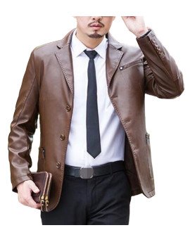 HugMe.fashion Brown Formal Blazer Made From Sheep Leather  JKB04