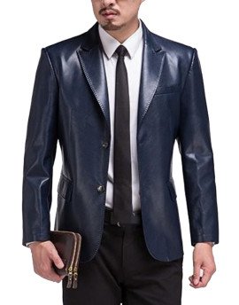 HugMe.fashion Leather Blazer in Blue Color Lambskin Leather Coat JKB03 