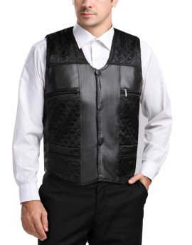 Genuine Sheep Leather Formal Black Waistcoat For Men WC10