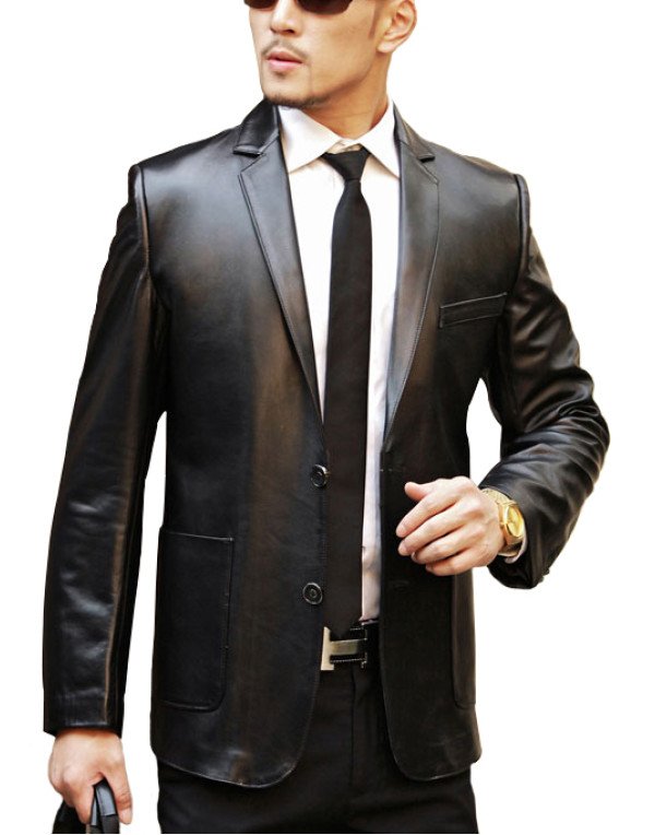 HugMe.fashion Leather Coat in Black Blazer Men Off...