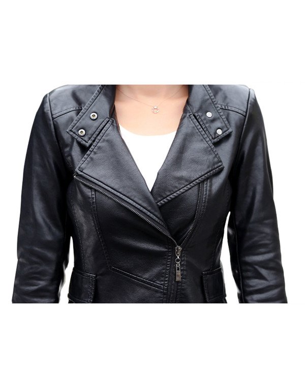 HugMe.fashion Ladies Genuine Sheep Leather Jacket Long Coat LJK58