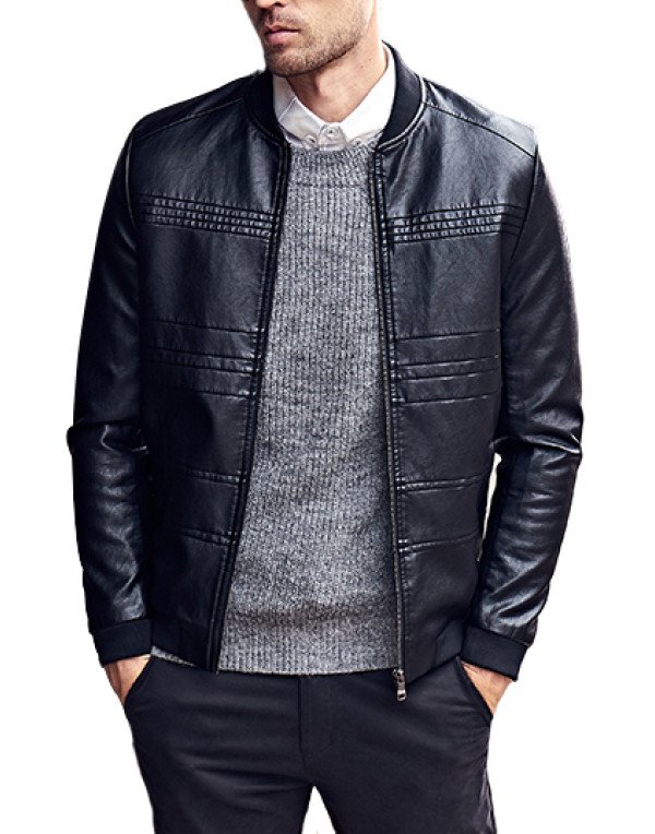 HugMe.Fashion Leather Jacket Men Biker Jacket in B...