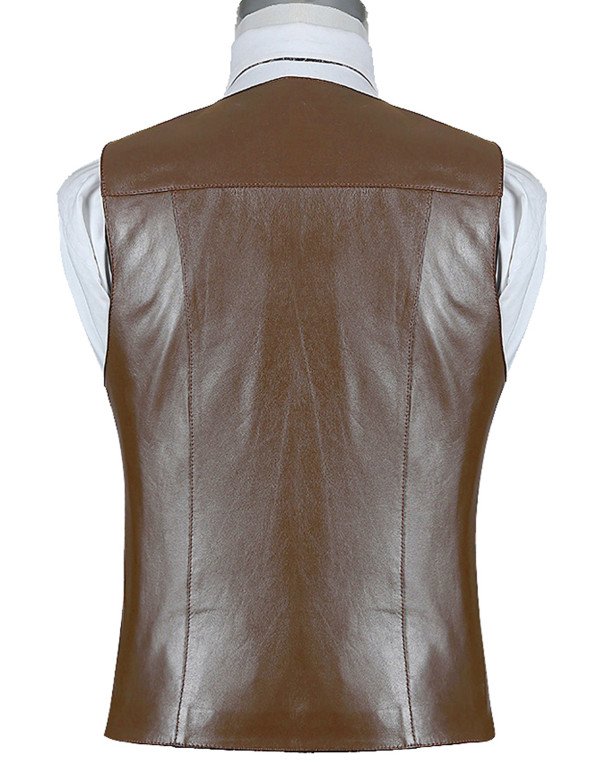 Genuine Sheep Leather Formal Waistcoat for Men in Brown and Black color WC07