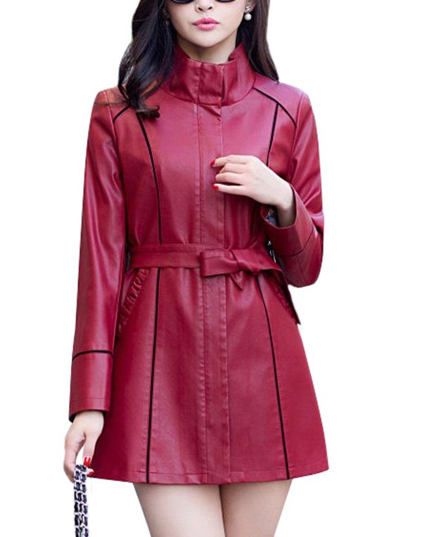 HugMe.fashion Long Coat Leather Jacket For Women S...