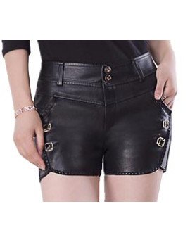 HugMe.fashion Solid Black Color Short in Sheep Leather SH9