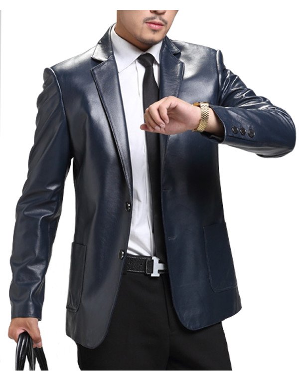 HugMe.fashion Leather Coat in Black Blazer Men Office Purpose JKB06