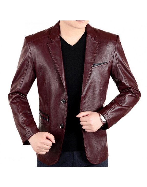 HugMe.fashion Leather Coat in Black Blazer Men Office Purpose JKB02