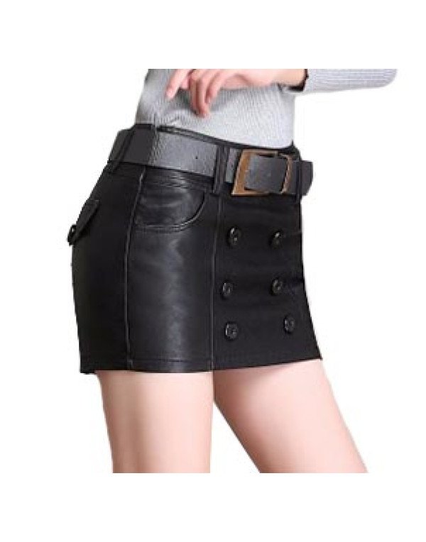 HugMe.fashion Formal Classic Leather Short in Red Color SH11