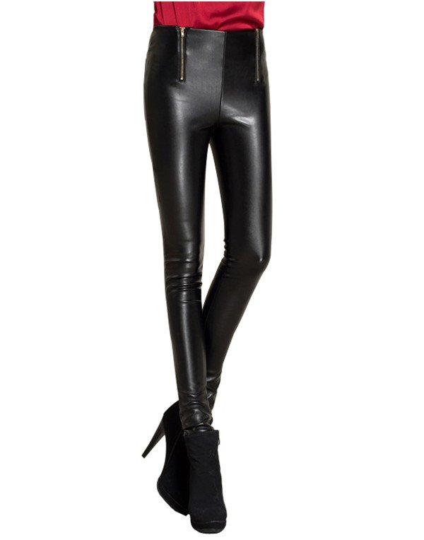 HugMe.fashion Ladies Leather Pant With Front Zip Closer LPT4