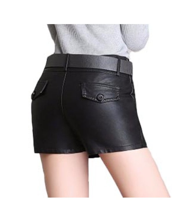 HugMe.fashion Formal Classic Leather Short in Red Color SH11