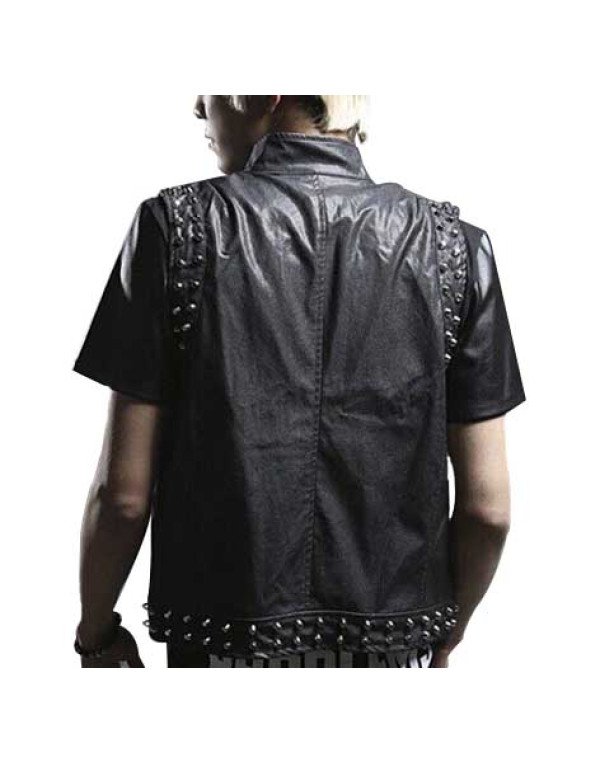 Genuine Sheep Leather Casual Waistcoat for Men in Black color WC09