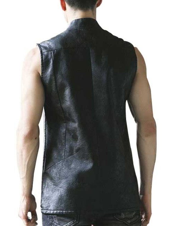 Genuine Sheep Leather Formal Waistcoat in Black For Men WC11