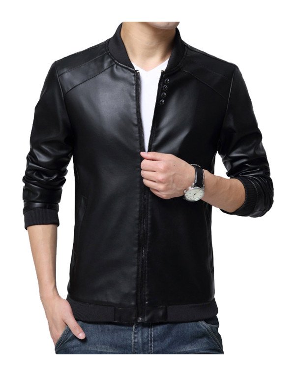 HugMe.fashion Leather Jacket Slim Fit With Elastic closer JK193