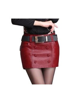 HugMe.fashion Formal Classic Leather Short in Red Color SH11