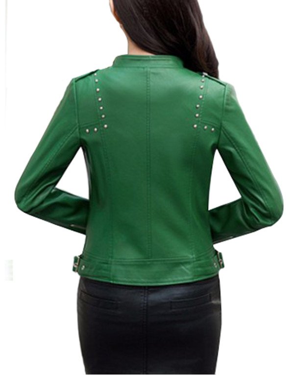 HugMe.fashion Green Color Leather Jacket With 5 Pocket LJK54