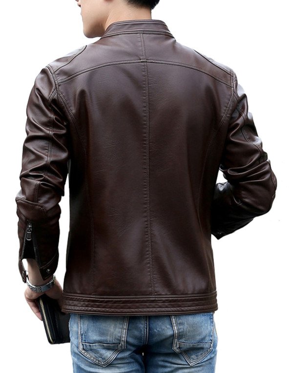 HugMe.fashion Leather Jacket Riding Jacket with 2 Chest Pocket JK195