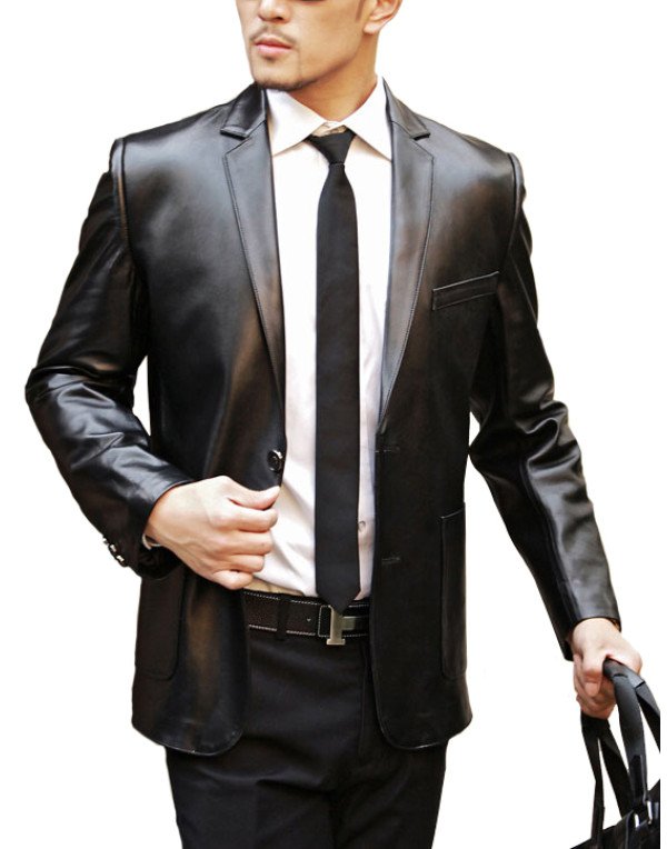 HugMe.fashion Leather Coat in Black Blazer Men Office Purpose JKB06