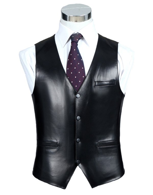 Genuine Sheep Leather Formal Waistcoat for Men in ...