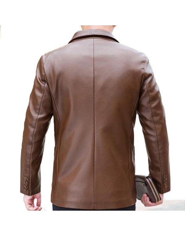 HugMe.fashion Brown Formal Blazer Made From Sheep Leather  JKB04