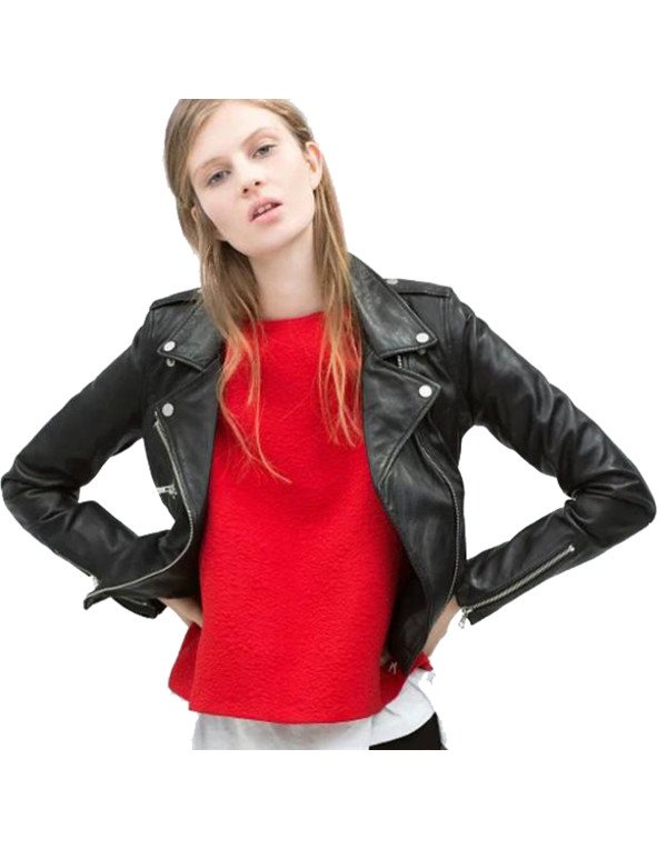 HugMe.fashion Genuine Leather Ladies Biker Jacket ...