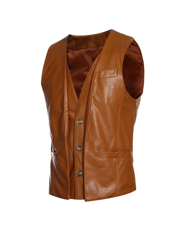 Genuine Sheep Leather Slim Fit Waistcoat for Men i...