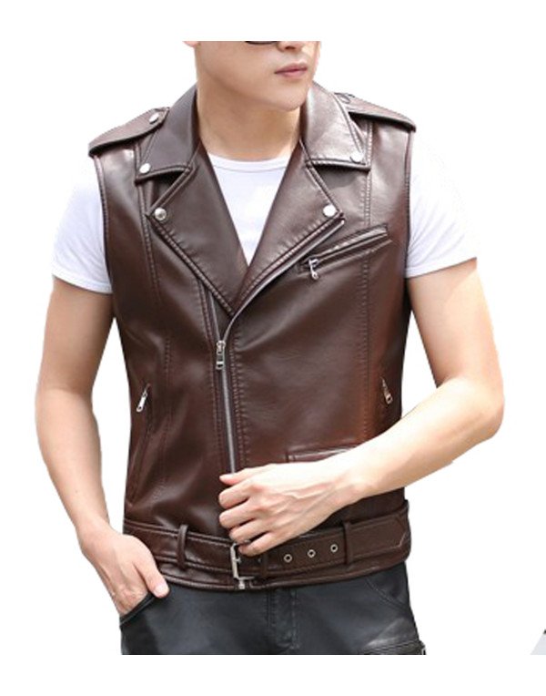 Genuine Sheep Leather Jacket in Brown Color WC02