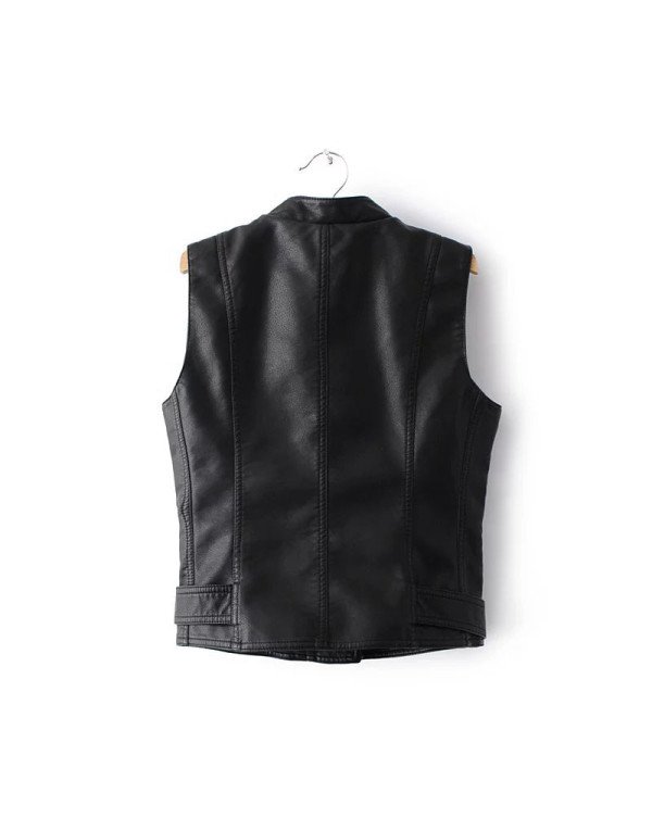 Genuine Leather Women Waistcoat in White color LCW02