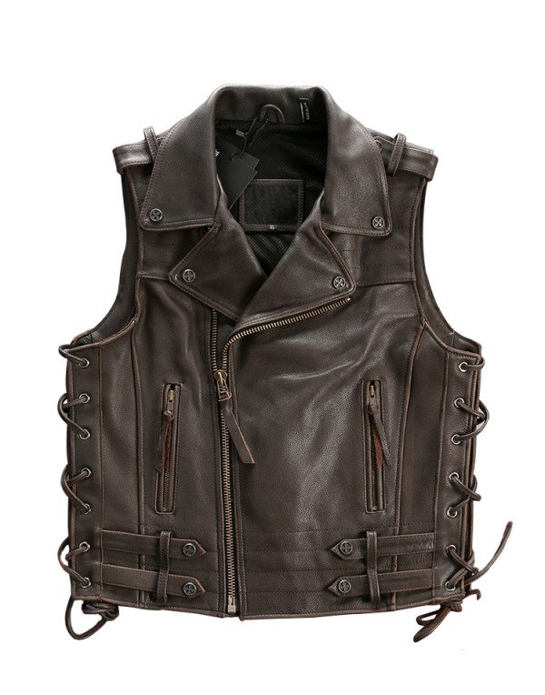 Biker Sheep Leather Waistcoat for in In Red Color Biker Jacket WC13