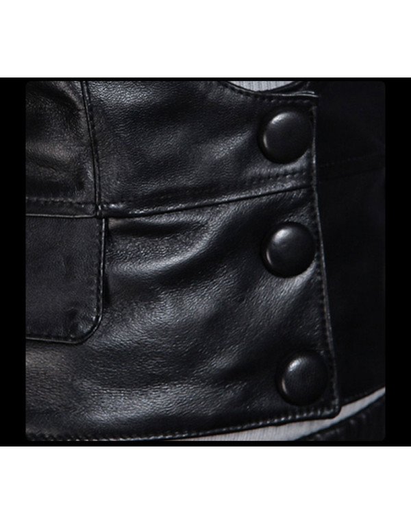 Genuine Sheep Leather Waistcoat For Women in  Black LWC10