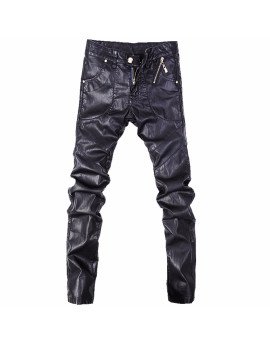 Casual Pant in Black Color For Men Made from Sheep Leather PT12