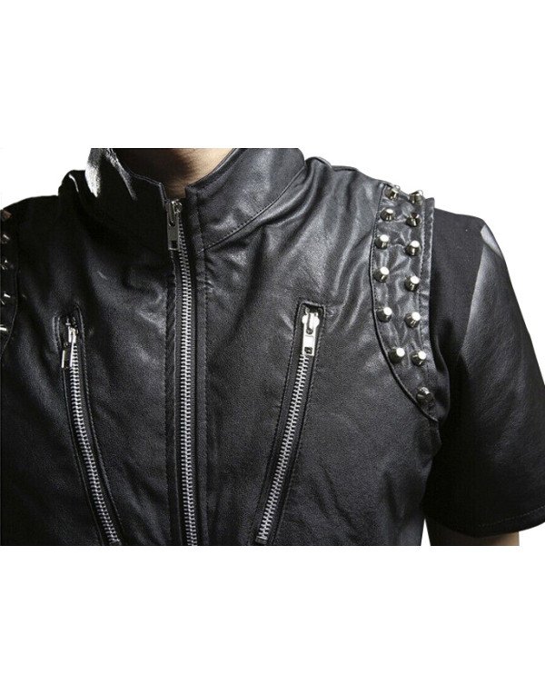 Genuine Sheep Leather Casual Waistcoat for Men in Black color WC09