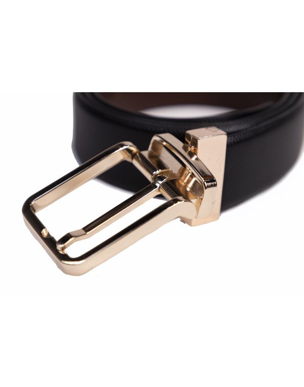 HugMe.fashion Reversable Leather Belt with Gold Finish Buckle for Men BT70