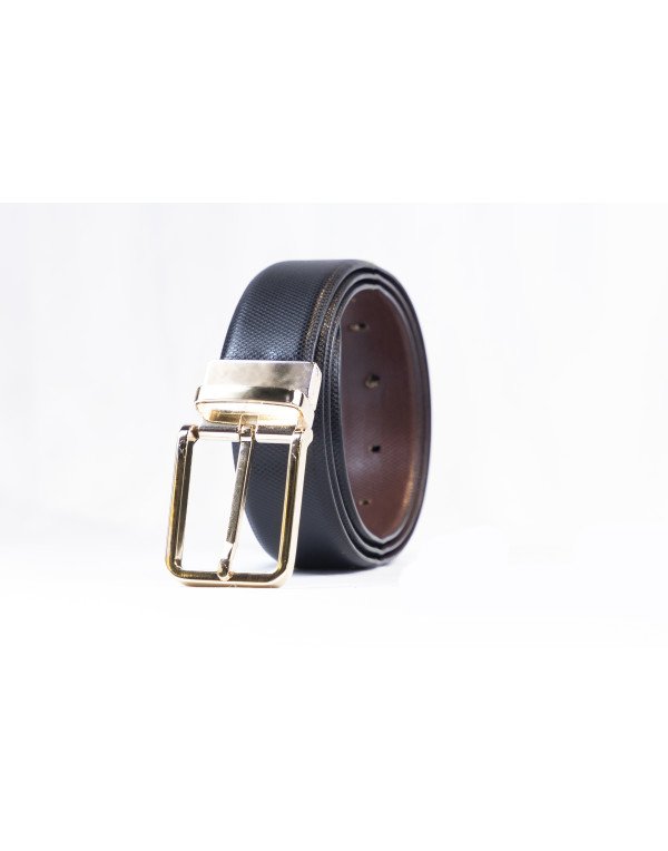 HugMe.fashion Reversable Leather Belt with Gold Finish Buckle for Men BT70