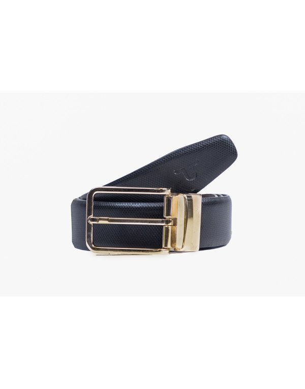 HugMe.fashion Reversable Leather Belt with Gold Fi...