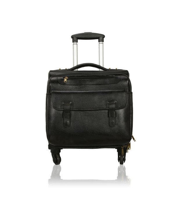 HugMe.fashion Genuine leather Trolley Soft Bag In Black TB16